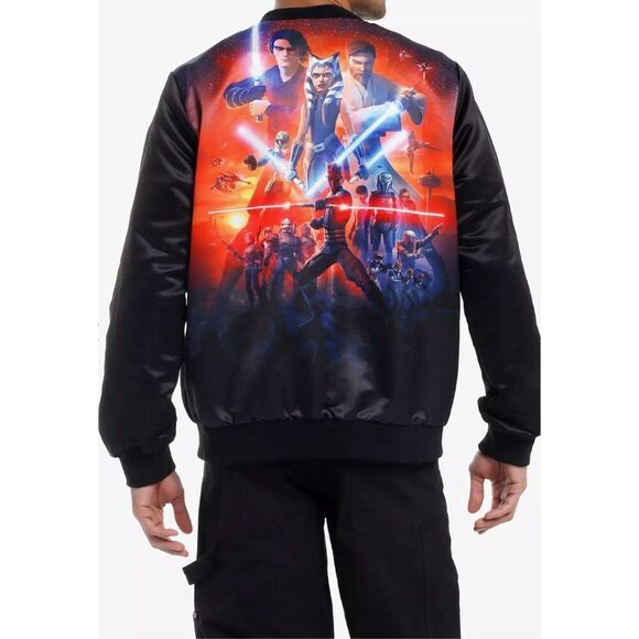 Disney Our Universe Star Wars: The Clone Wars Group Shot Bomber Jacket Unisex Si - Picture 8 of 9